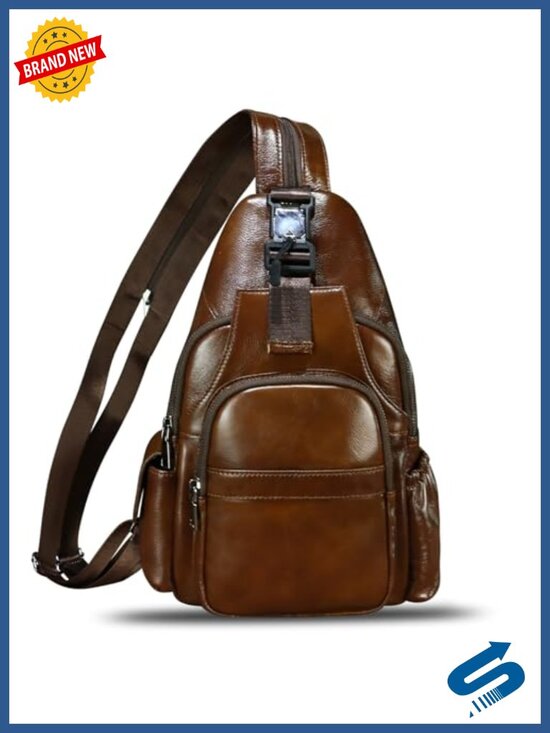 Genuine Leather Convertible Sling Backpack Crossbody Handmade Shoulder Bag main image 6